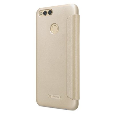 Capa de couro Nillkin Sparkle com capa flip book para Huawei Honor 7X dourado