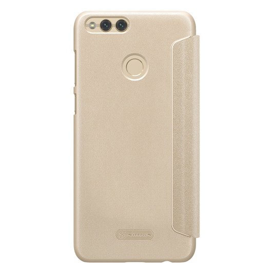 Capa de couro Nillkin Sparkle com capa flip book para Huawei Honor 7X dourado