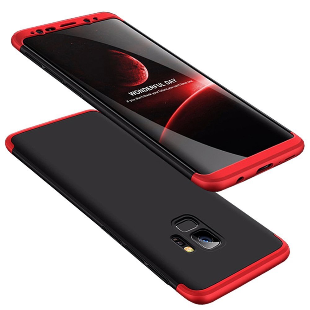 Capa de proteção GKK 360 frontal e traseira capa completa para Samsung Galaxy S9 G960 preto-vermelho