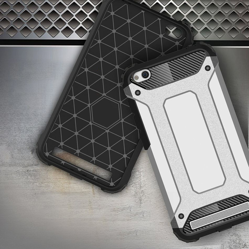 Capa de armadura híbrida resistente e resistente para Xiaomi Redmi 5A prata