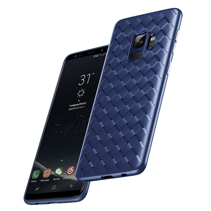 Baseus BV capa de tecido em gel TPU com design de textura de trama para Samsung Galaxy S9 G960 azul (WISAS9-BV15)