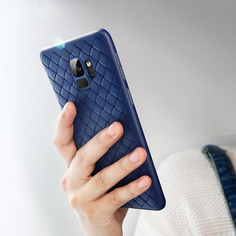 Baseus BV capa de tecido em gel TPU com design de textura de trama para Samsung Galaxy S9 G960 azul (WISAS9-BV15)