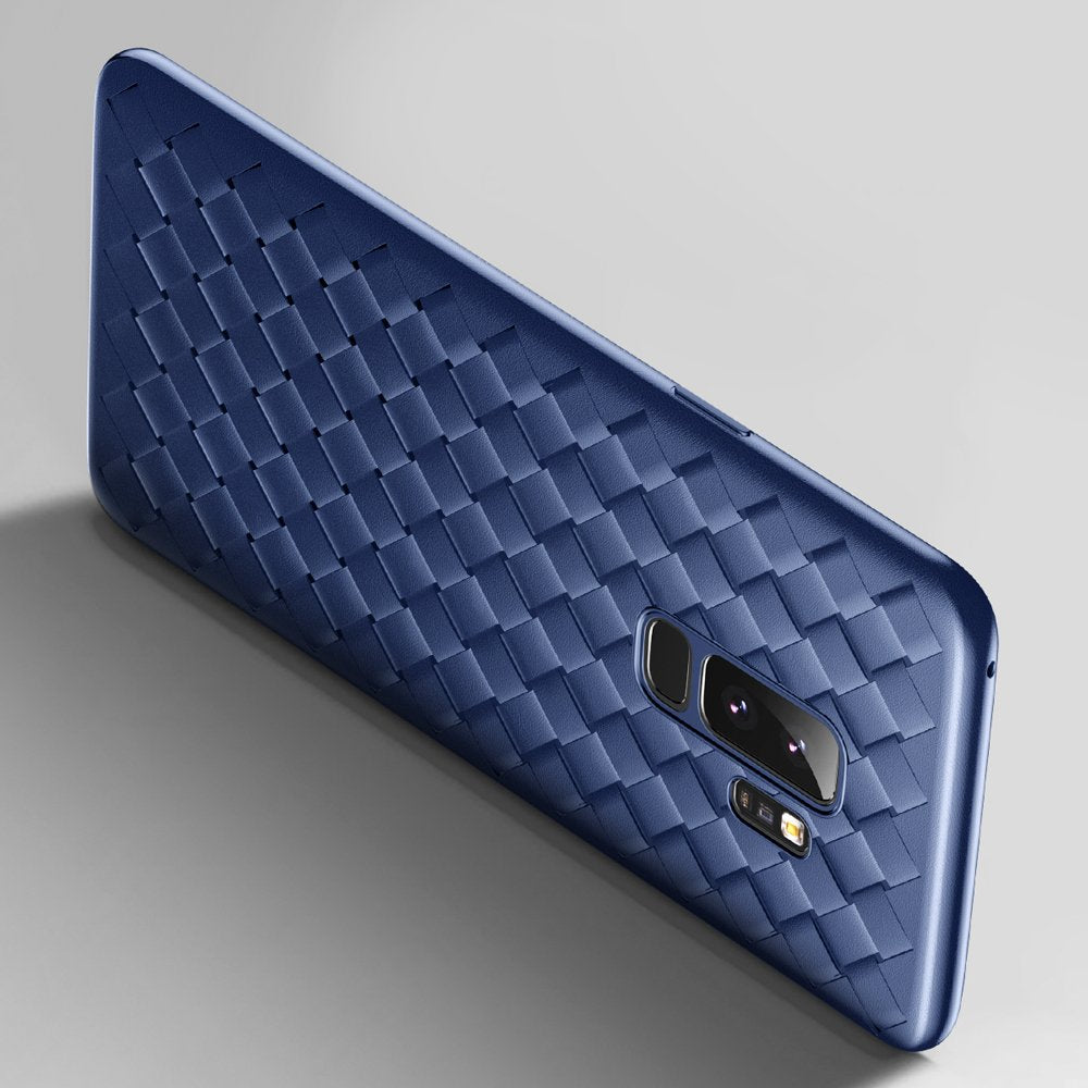 Baseus BV capa de tecido em gel TPU com design de textura de trama para Samsung Galaxy S9 Plus G965 azul (WISAS9P-BV15)
