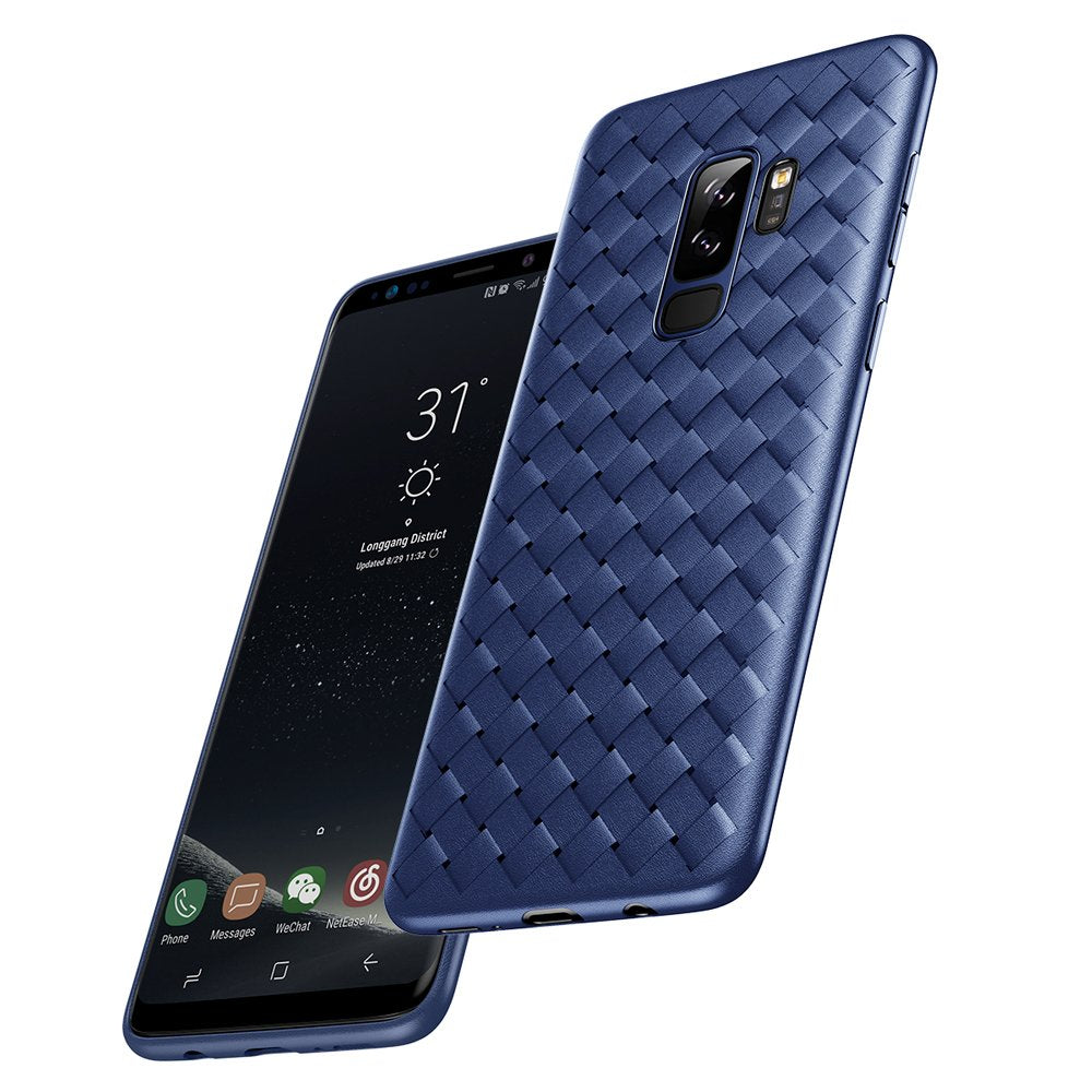 Baseus BV capa de tecido em gel TPU com design de textura de trama para Samsung Galaxy S9 Plus G965 azul (WISAS9P-BV15)