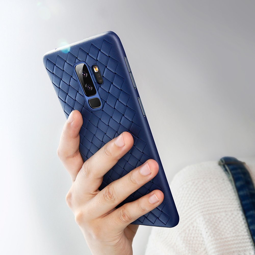 Baseus BV capa de tecido em gel TPU com design de textura de trama para Samsung Galaxy S9 Plus G965 azul (WISAS9P-BV15)
