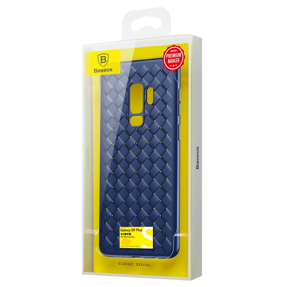 Baseus BV capa de tecido em gel TPU com design de textura de trama para Samsung Galaxy S9 Plus G965 azul (WISAS9P-BV15)