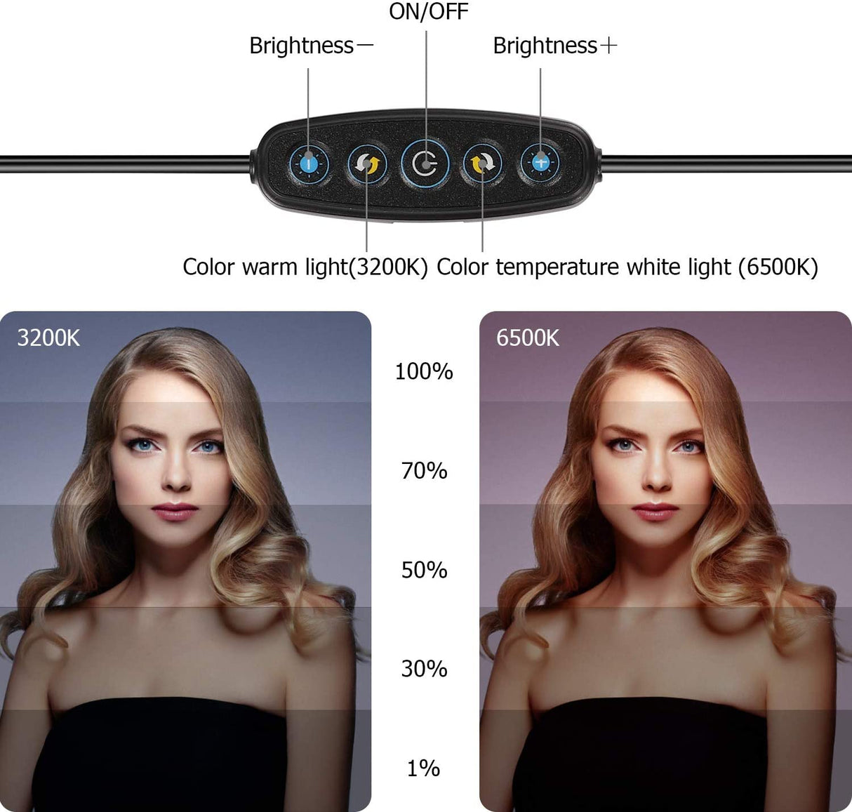 Anel de LED Duplo Ajustável com Comando Bluetooth - Ring light