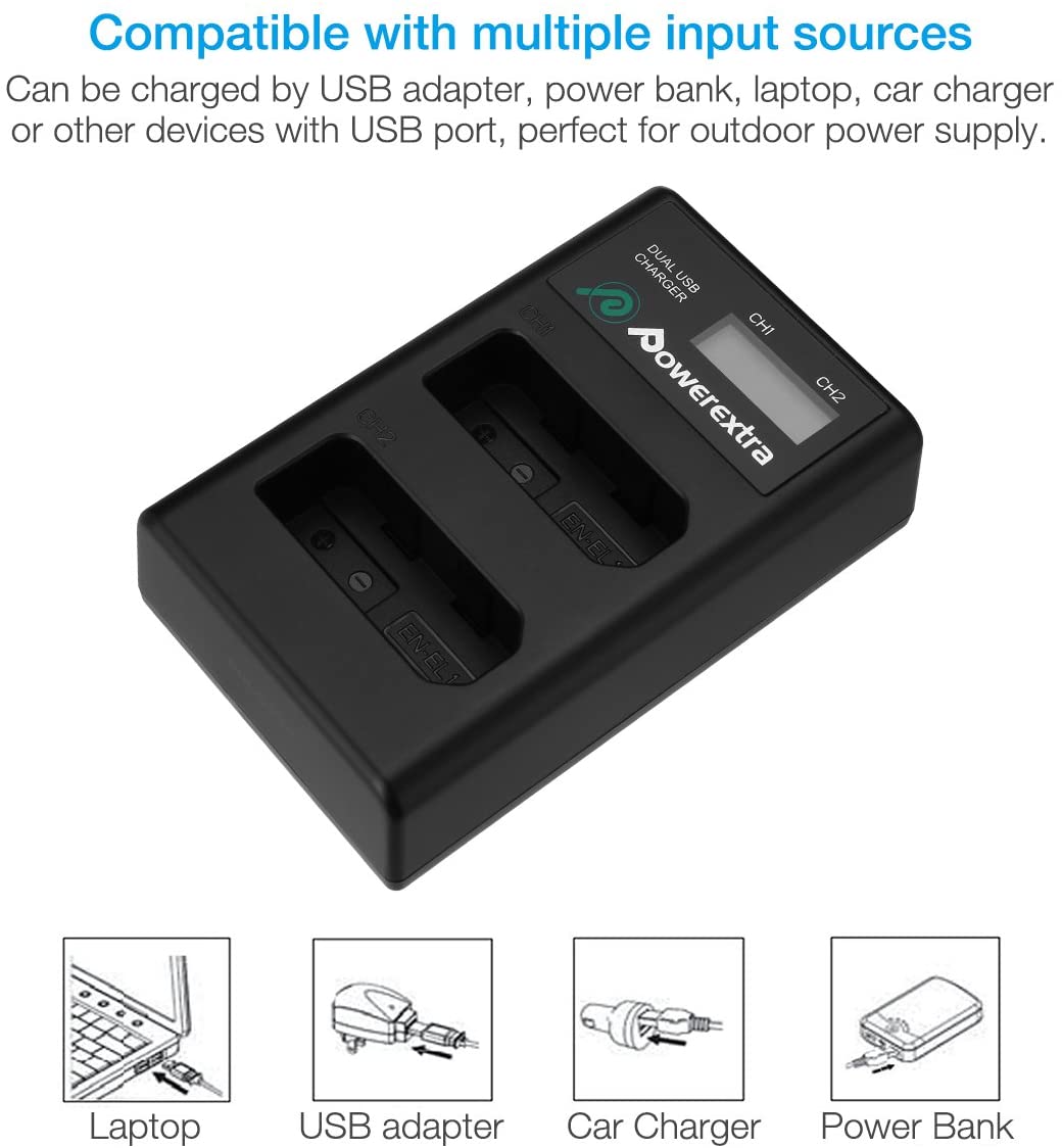 Carregador Duplo Compatível para Nikon MH-24 para EN-EL14/EN-EL14a