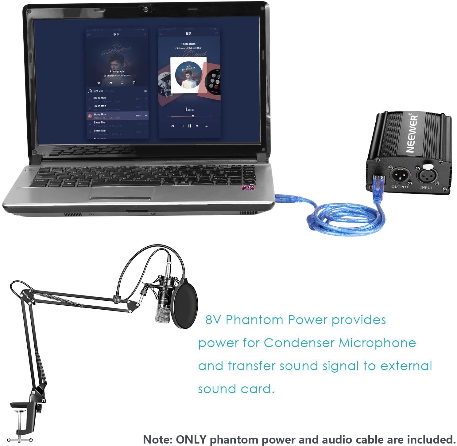 Microfone de Estúdio Neewer NW-700 - Kit Microfone + Suporte + Filtro de Gravação + Carregador + Acessórios