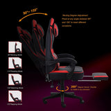 Cadeira Gaming com Massagem Apoio para os Pés e Tapete - Vermelha