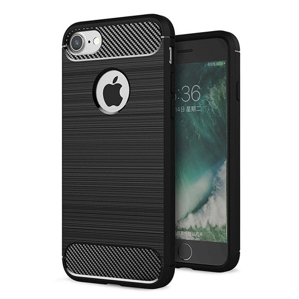 Capa carbono Capa flexível de TPU para iPhone 6S - 6 preta