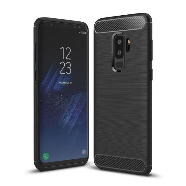 Capa carbono Capa flexível de TPU para Samsung Galaxy S9 Plus G965 preta