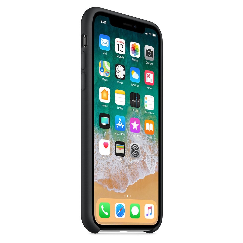 Capa de silicone com capa de borracha flexível macia para iPhone XS - X preto