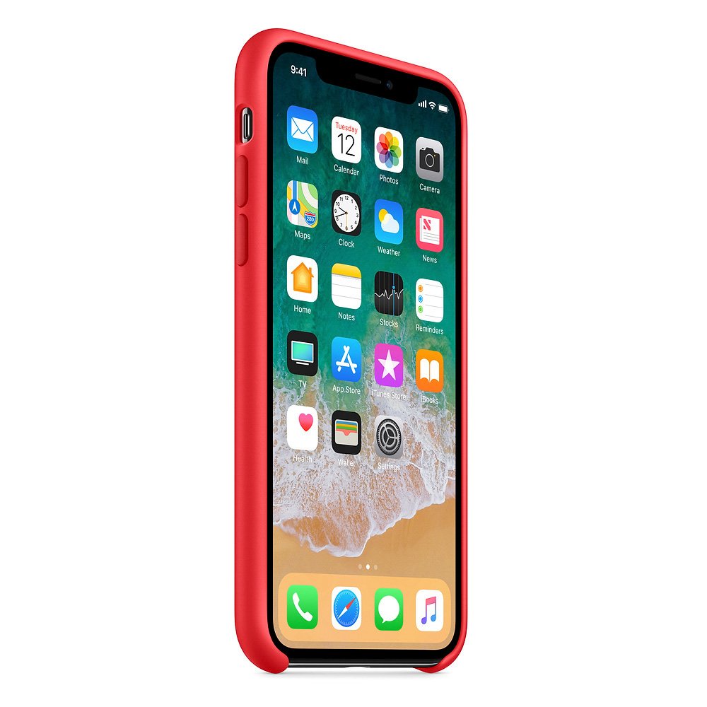Capa de silicone com capa de borracha flexível macia para iPhone XS - X vermelho