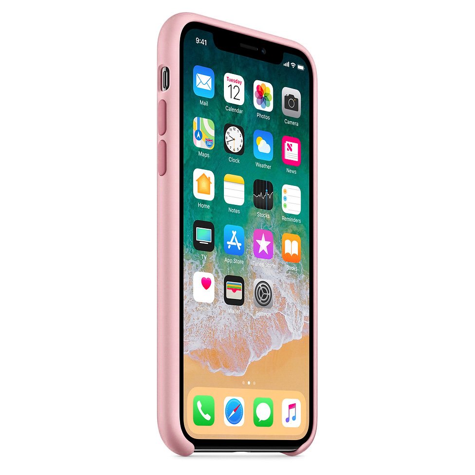Capa de silicone com capa de borracha flexível macia para iPhone XS - X rosa