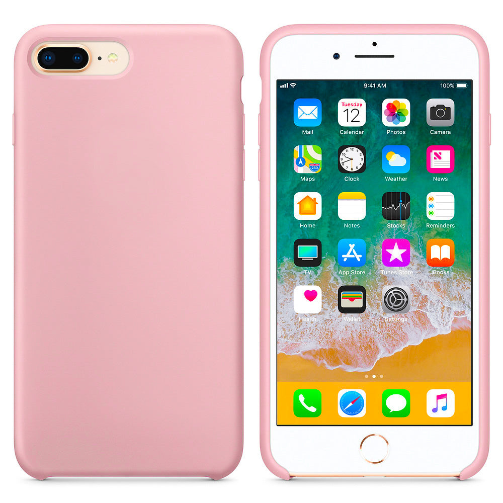 Capa de silicone com capa de borracha flexível macia para iPhone 8 Plus - 7 Plus rosa