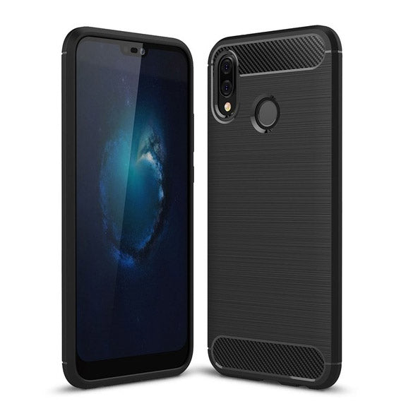 Capa carbono Capa flexível de TPU para Huawei P20 Lite preta
