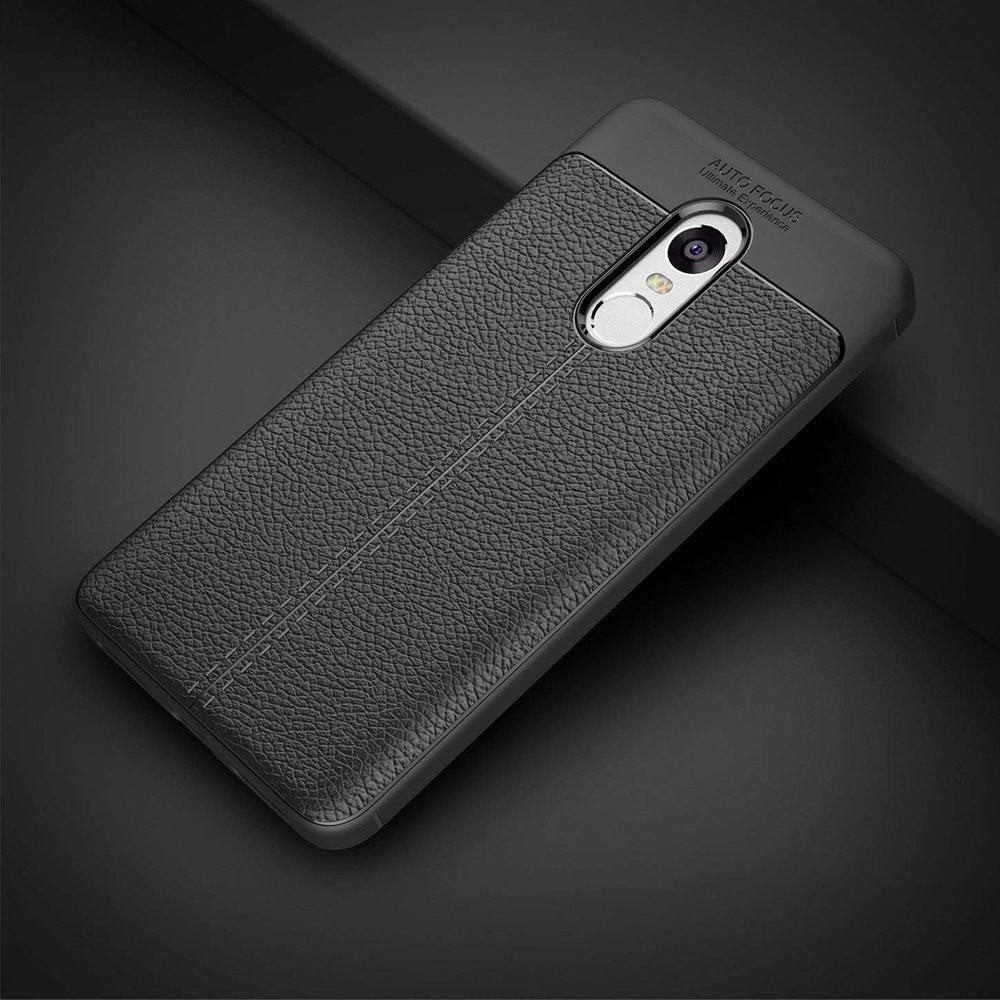 Capa flexível de couro TPU padrão Litchi para Xiaomi Redmi 5 Plus preta