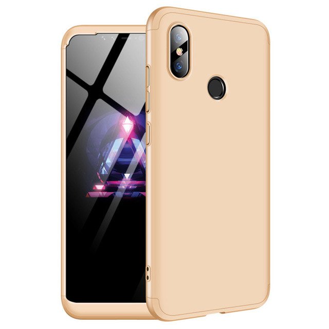 Capa de proteção frontal e traseira GKK 360 Capa de corpo inteiro Xiaomi Mi 8 dourado