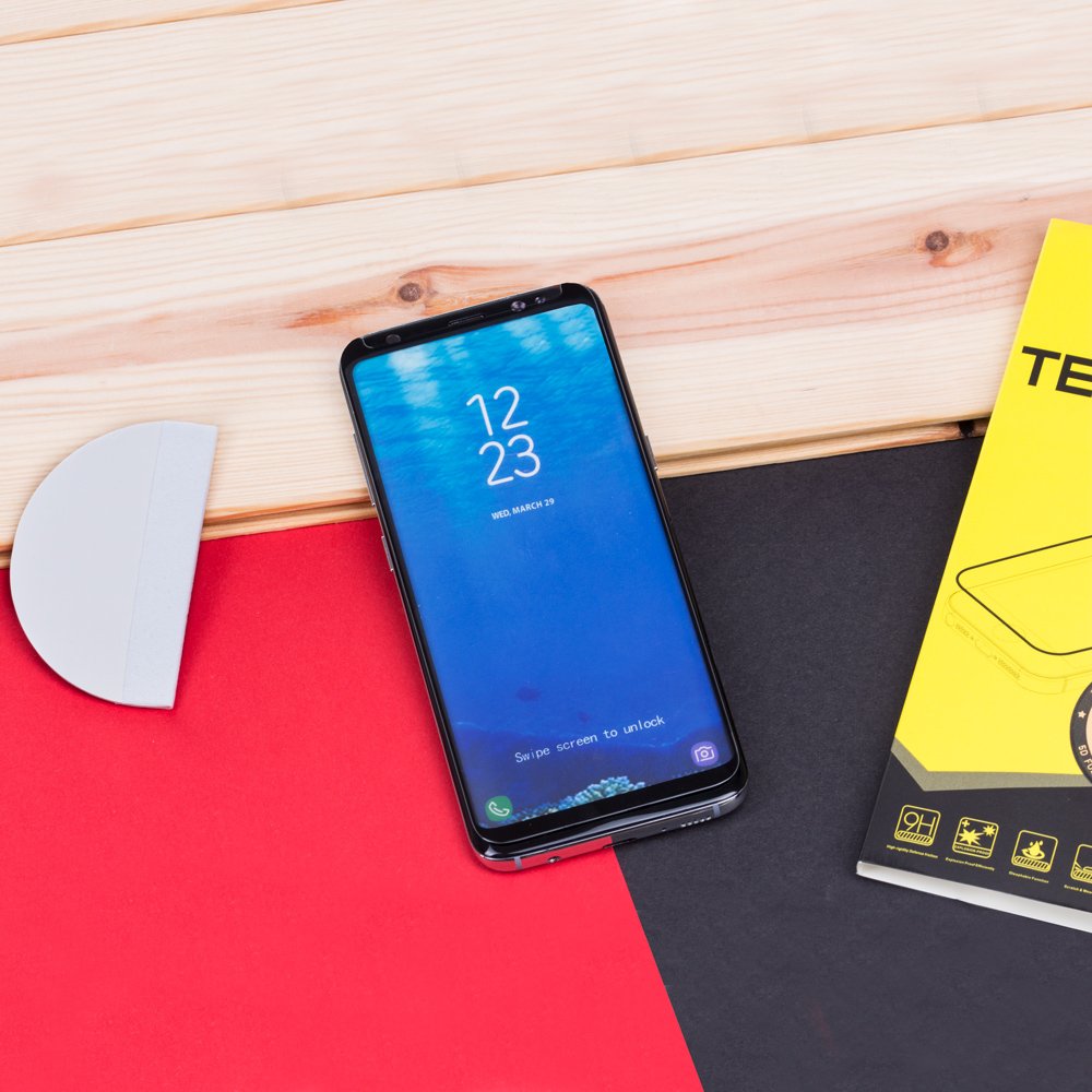 Wozinsky Vidro Temperado 5D Cola Completa Protetor de Tela Super Resistente Totalmente Coberto com Estrutura para Samsung Galaxy S9 Plus G960 preto