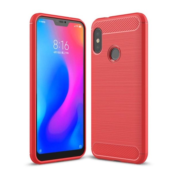 Capa carbono Capa flexível de TPU para Xiaomi Mi A2 Lite - Redmi 6 Pro vermelho