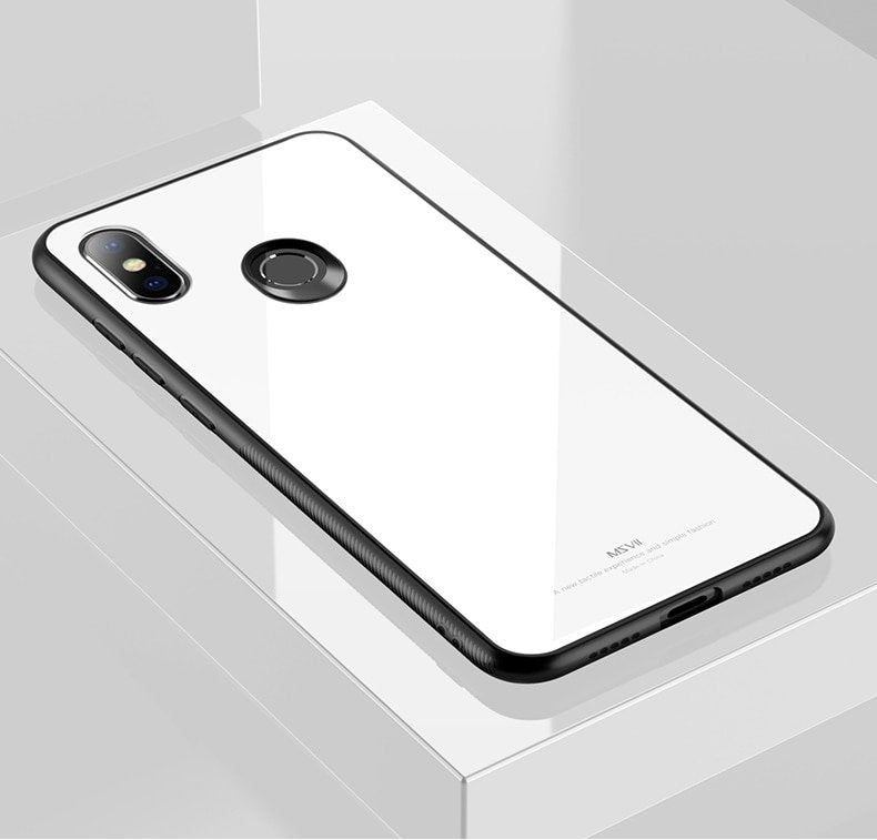 Caixa de vidro temperado MSVII tampa durável com parte traseira de vidro temperado Xiaomi Mi 8 SE branco