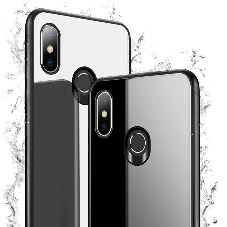 Caixa de vidro temperado MSVII capa durável com parte traseira de vidro temperado Xiaomi Mi 8 SE preta