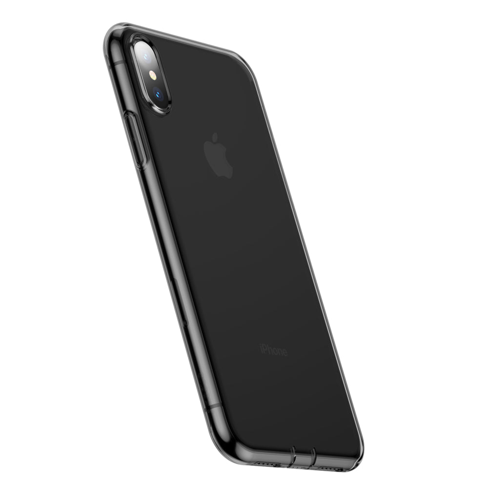 Baseus Simplicity Gel TPU Capa flexível com tampão de poeira para iPhone XS Max preto transparente (ARAPIPH65-A01)