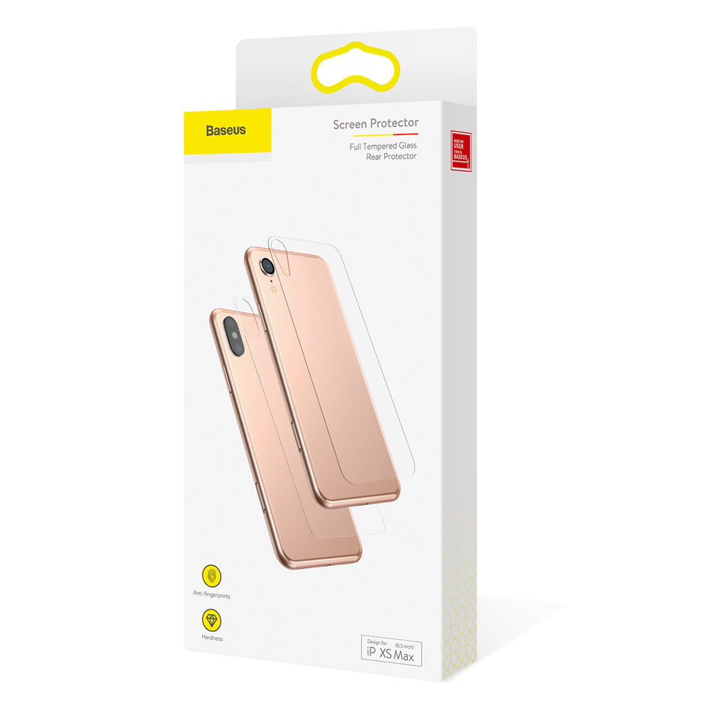 Baseus Protetor Traseiro Completo de Vidro Temperado Protetor Traseiro para iPhone XS Max transparente (SGAPIPH65-ABM02)
