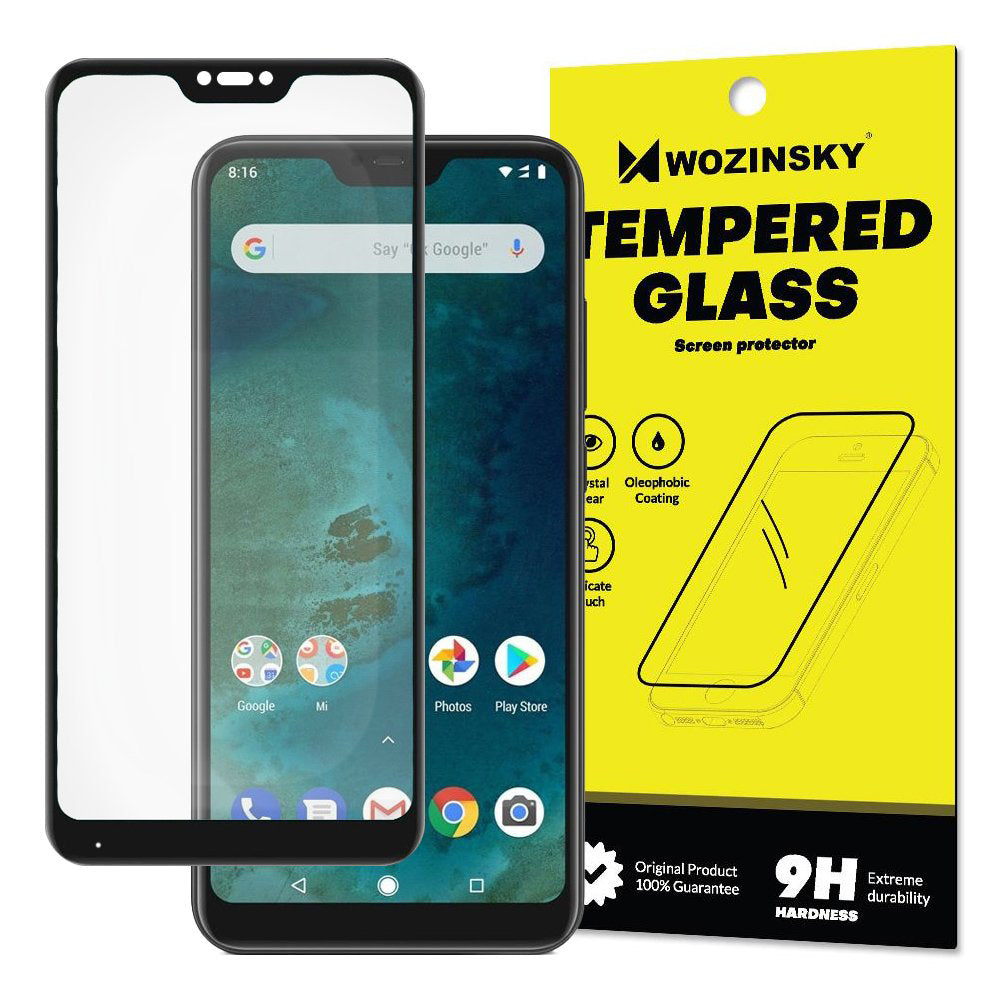 Wozinsky Vidro Temperado Cola Completa Protetor de Tela Super Resistente Totalmente Coberto com Caixa de Armação para Xiaomi Mi A2 Lite - Redmi 6 Pro preto