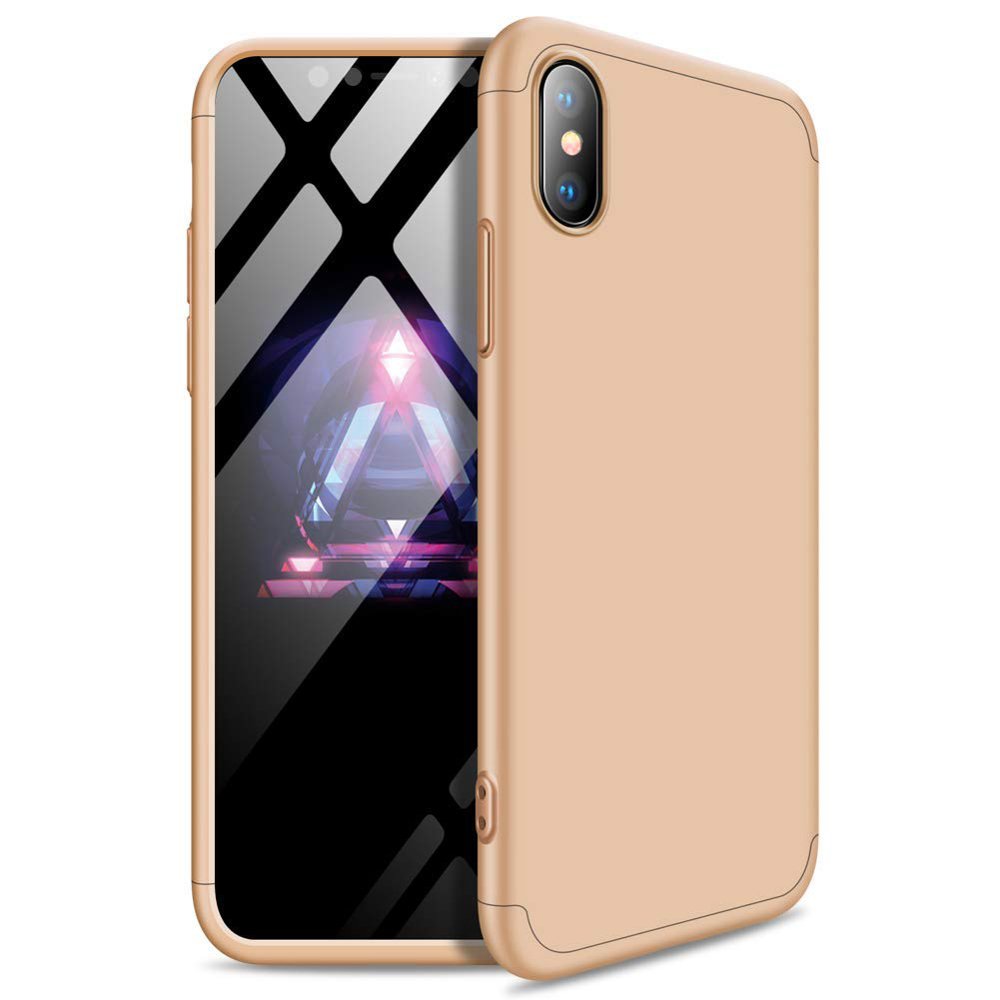 Capa de proteção frontal e traseira GKK 360 Capa de corpo inteiro para iPhone XS Max dourado
