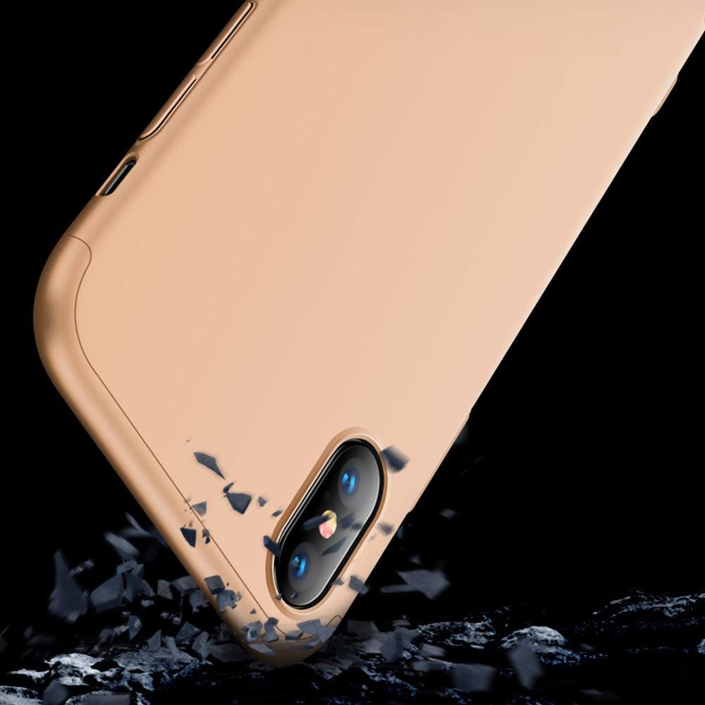 Capa de proteção frontal e traseira GKK 360 Capa de corpo inteiro para iPhone XS Max dourado
