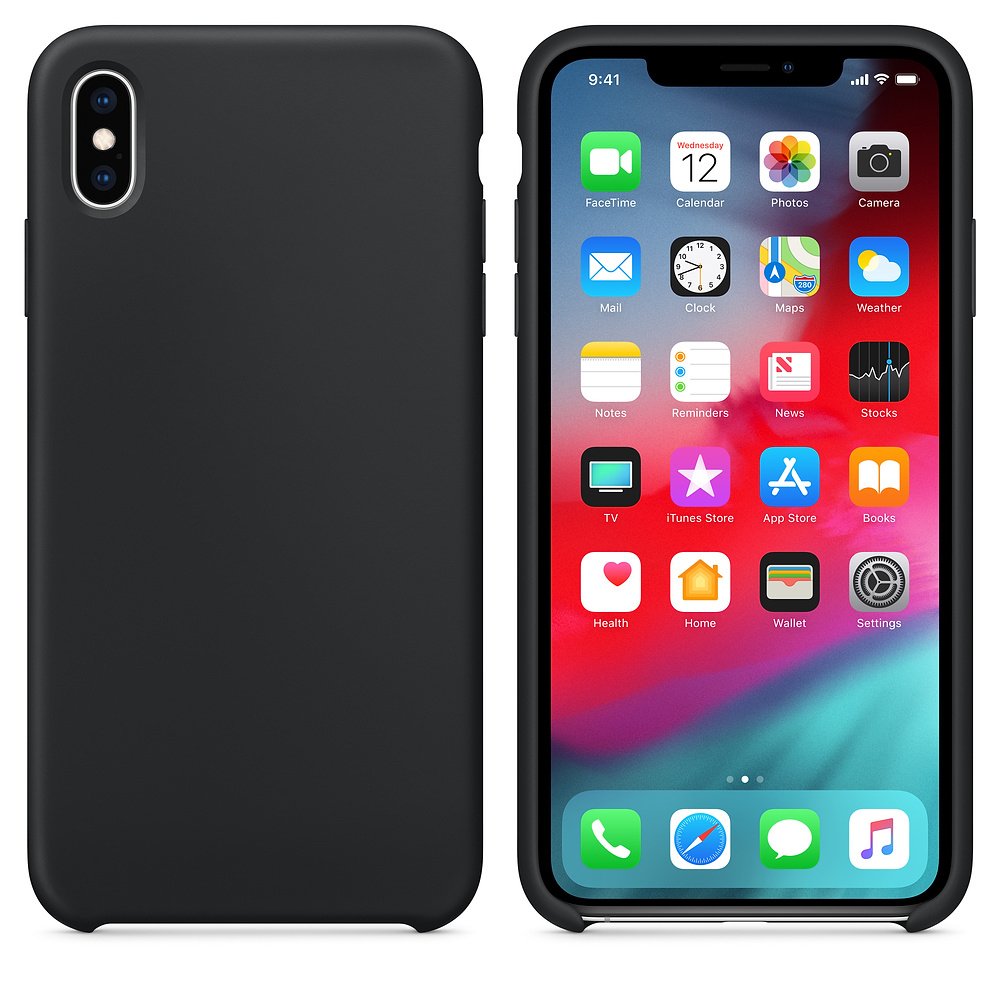 Capa de silicone com capa de borracha flexível macia para iPhone XS Max preto