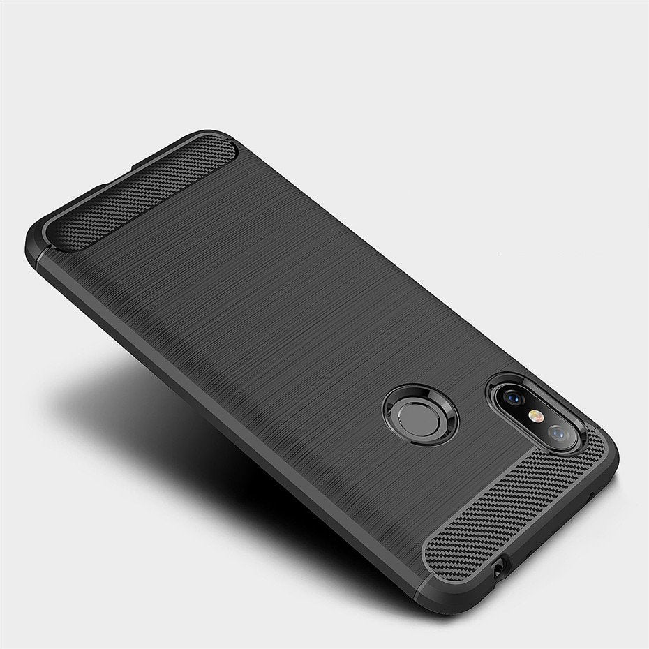 Capa carbono Capa flexível de TPU para Xiaomi Redmi Note 6 Pro preta