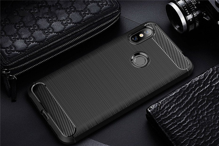 Capa carbono Capa flexível de TPU para Xiaomi Redmi Note 6 Pro preta