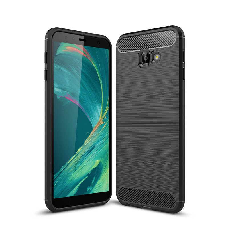 Capa carbono Capa flexível de TPU para Samsung Galaxy J4 Plus 2018 J415 preta