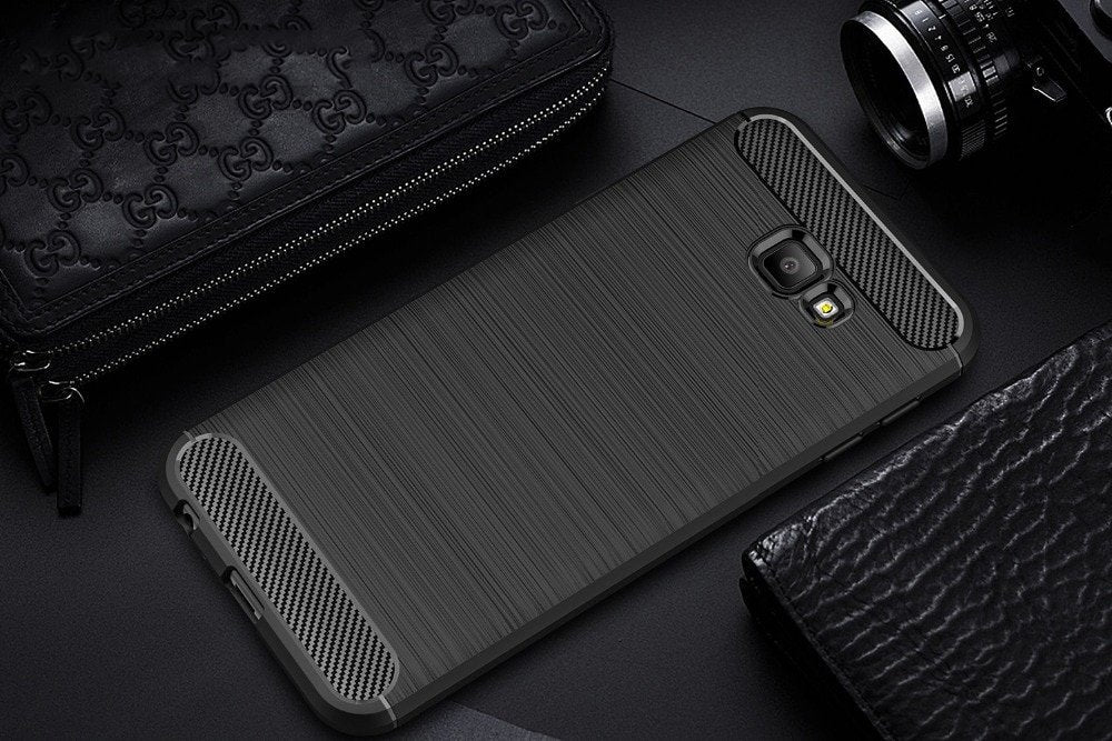 Capa carbono Capa flexível de TPU para Samsung Galaxy J4 Plus 2018 J415 preta