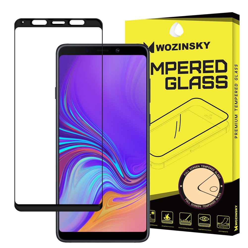 Protetor de tela super resistente de vidro temperado Wozinsky totalmente coberto com moldura compatível para Samsung Galaxy A9 2018 A920 preto