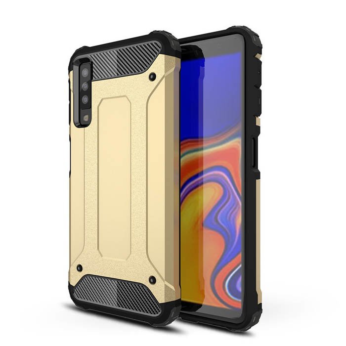 Capa Hybrid Armor Capa resistente e resistente para Samsung Galaxy A7 2018 A750 dourado