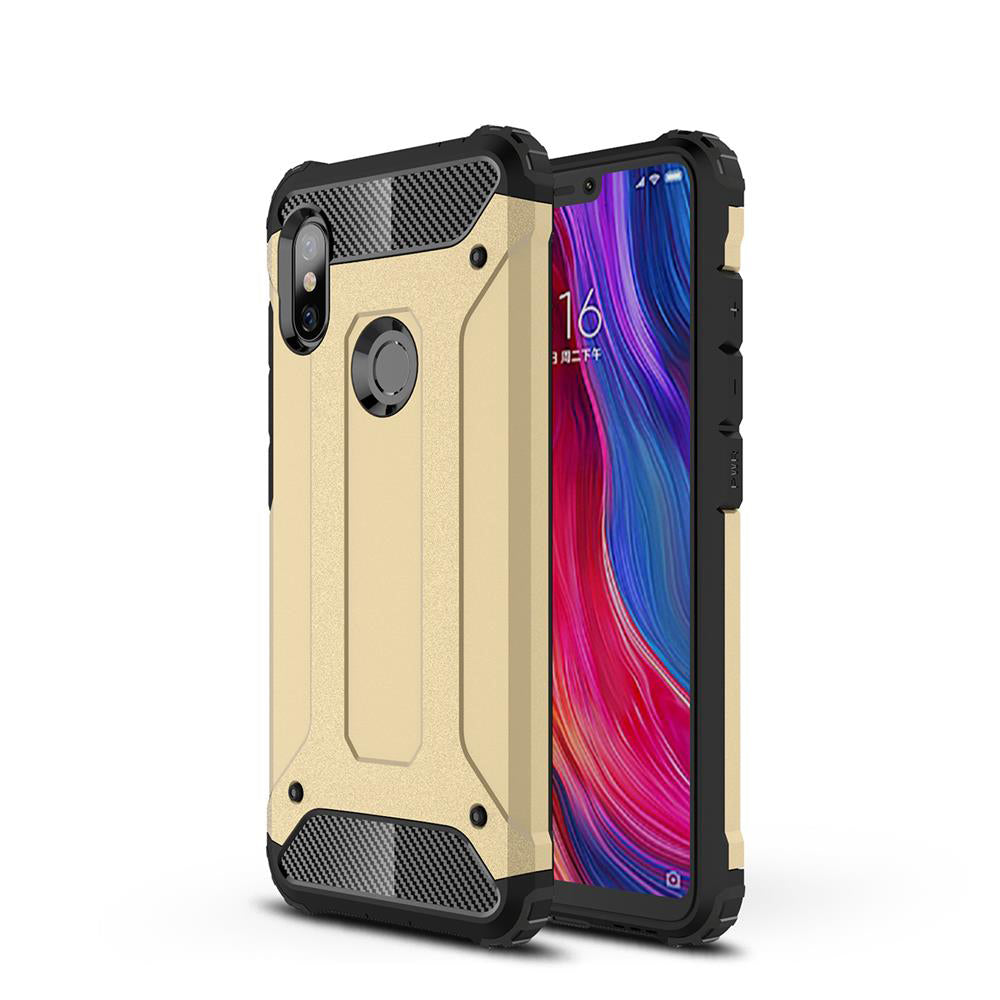 Capa de armadura híbrida resistente e resistente para Xiaomi Redmi Note 6 Pro dourado
