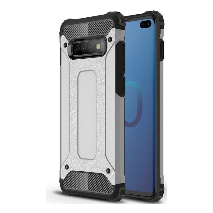 Capa Hybrid Armor Capa resistente e resistente para Samsung Galaxy S10 Plus prata
