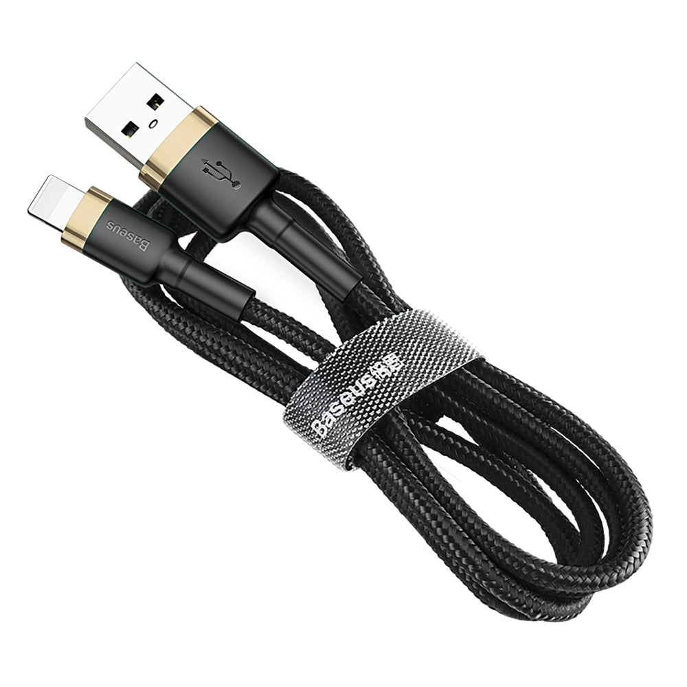 Baseus Cafule Cabo de nylon durável trançado USB  -  Lightning QC3.0 2.4A 05M ouro preto (CALKLF-AV1)