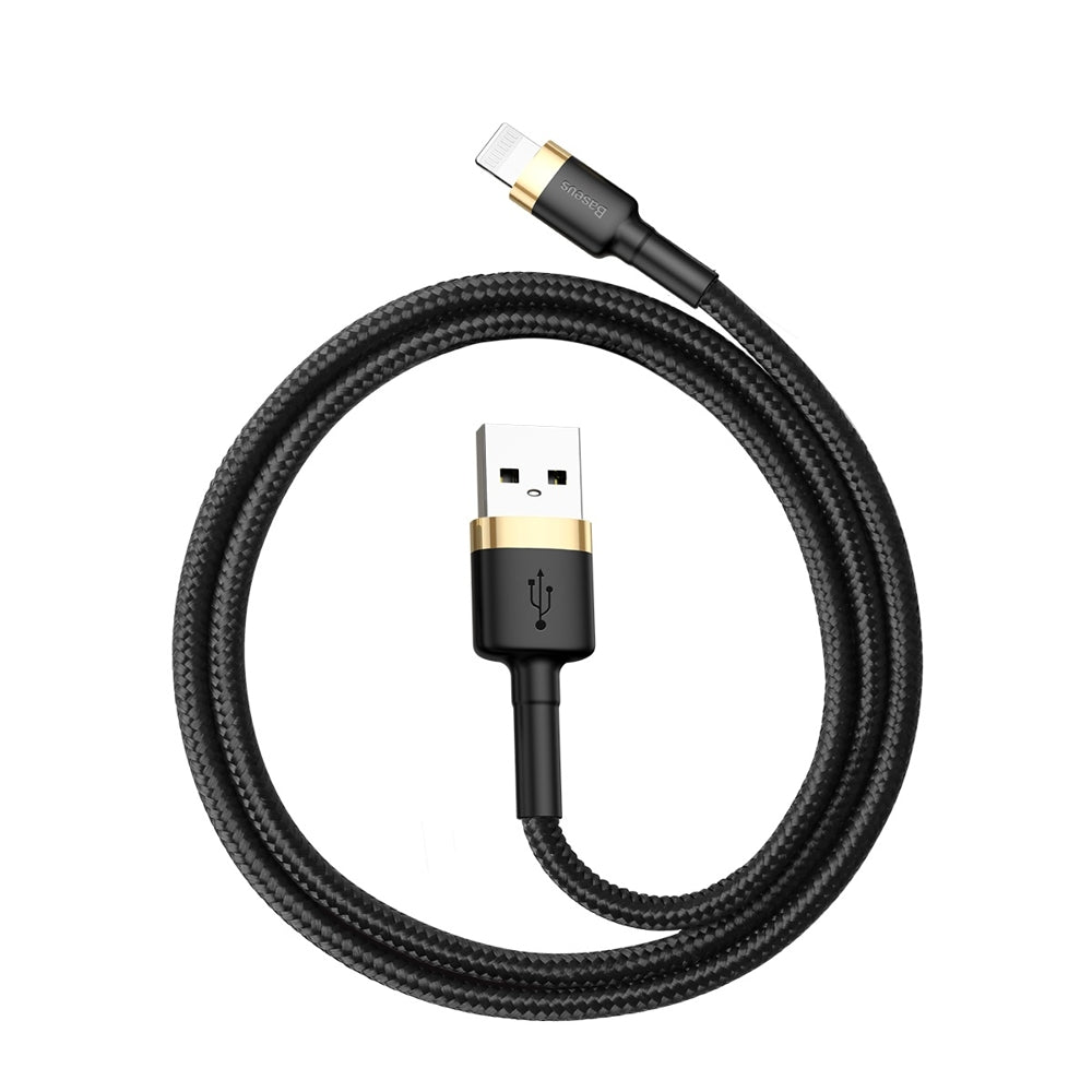 Baseus Cafule Cabo de nylon durável trançado USB  -  Lightning QC3.0 2.4A 05M ouro preto (CALKLF-AV1)