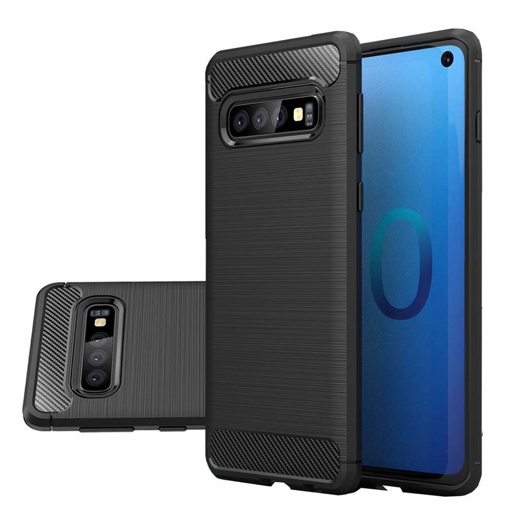 Capa carbono Capa flexível de TPU para Samsung Galaxy S10 preta