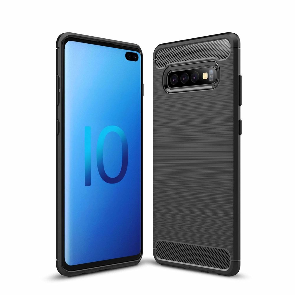 Capa carbono Capa flexível de TPU para Samsung Galaxy S10 Plus preta