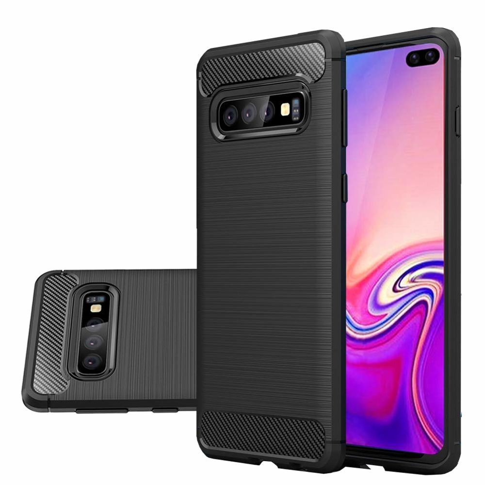 Capa carbono Capa flexível de TPU para Samsung Galaxy S10 Plus preta