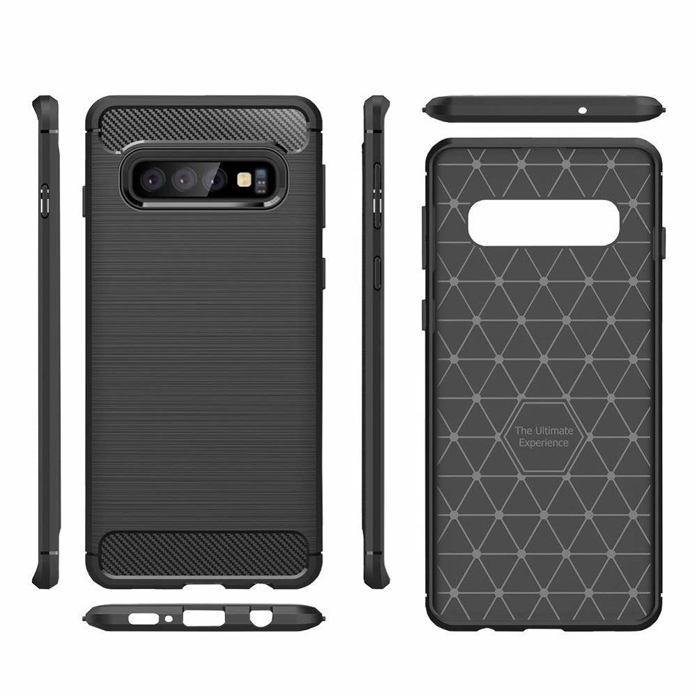 Capa carbono Capa flexível de TPU para Samsung Galaxy S10 Plus preta