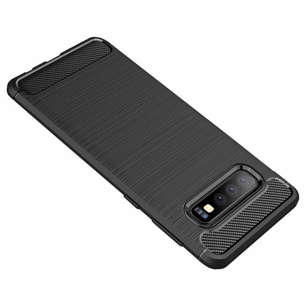 Capa carbono Capa flexível de TPU para Samsung Galaxy S10 Plus preta