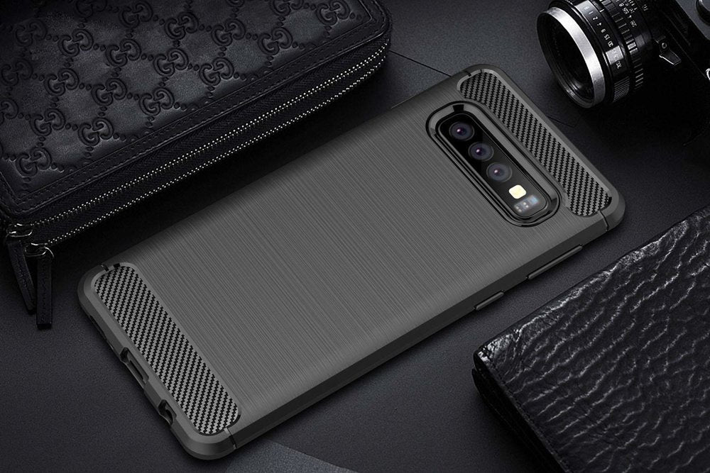 Capa carbono Capa flexível de TPU para Samsung Galaxy S10 Plus preta