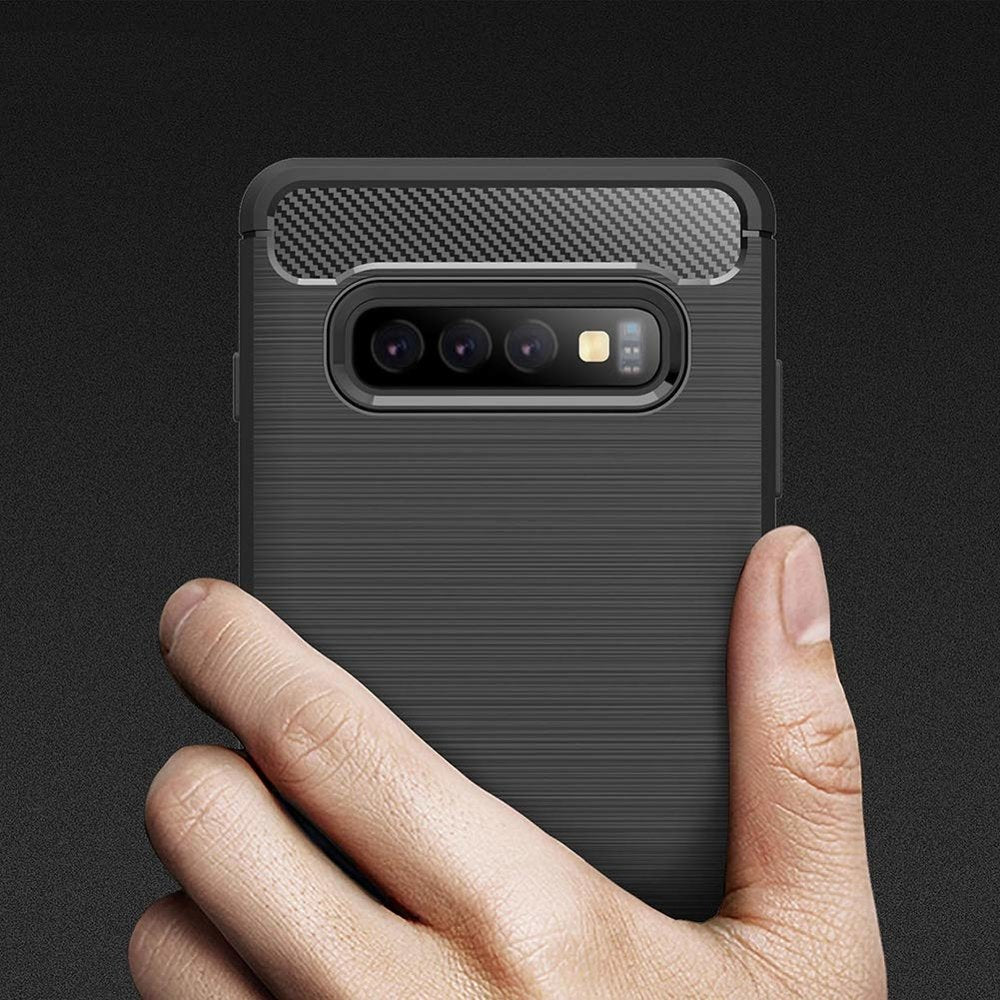 Capa carbono Capa flexível de TPU para Samsung Galaxy S10 Plus preta